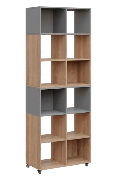 AERO 41 kancelářská skříň, otevřená, 2150x800x400, kolečka, platinově chinchilla šedá/dub bardolino AERO 41 kancelářská skříň, otevřená, 2150x800x400, kolečka, platinově chinchilla šedá/dub bardolino