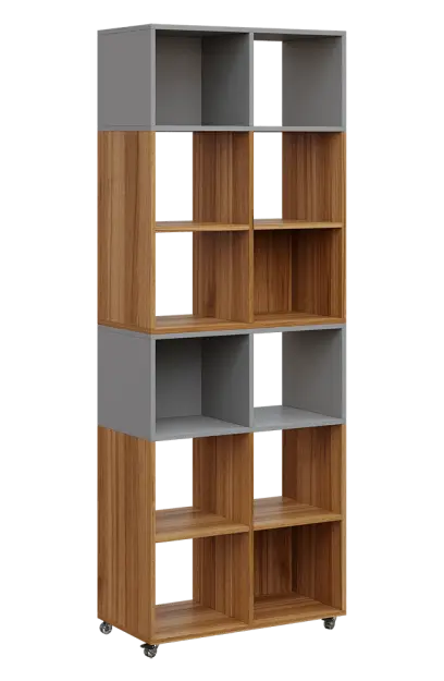 AERO 41 kancelářská skříň, otevřená, 2150x800x400, kolečka, platinově chinchilla šedá/ořech světlý AERO 41 kancelářská skříň, otevřená, 2150x800x400, kolečka, platinově chinchilla šedá/ořech světlý