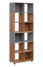 AERO 41 kancelářská skříň, otevřená, 2150x800x400, kolečka, platinově chinchilla šedá/dub klasik