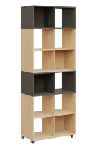 AERO 41 kancelářská skříň, otevřená, 2150x800x400, kolečka, platinově lávově šedá/bříza irská