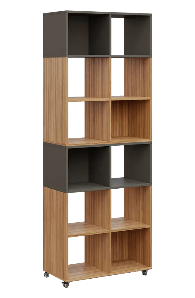 AERO 41 kancelářská skříň, otevřená, 2150x800x400, kolečka, platinově lávově šedá/coco bolo