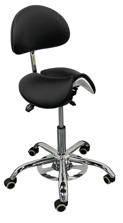 LZZ 06 F židle lékařská s nožním ovládáním, kříž chrom, ekokůže černá