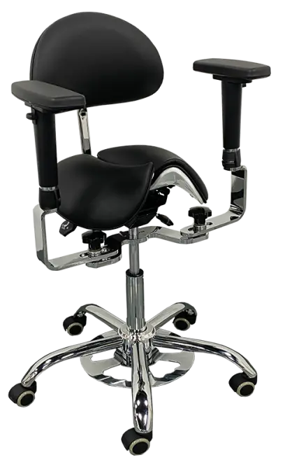 LZZ 09 F židle lékařská s nožním ovládáním, kříž chrom, ekokůže černá