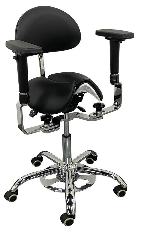 LZZ 09 F židle lékařská s nožním ovládáním, kříž chrom, ekokůže černá