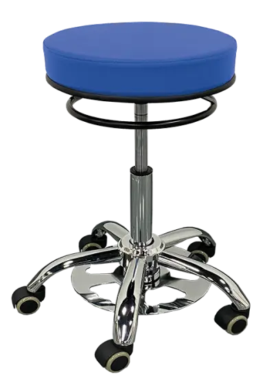 LZ 24 F židle lékařská s nožním ovládáním, kříž chrom, ekokůže, modrá