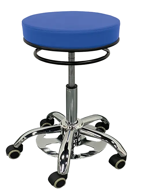 LZ 24 F židle lékařská s nožním ovládáním, kříž chrom, ekokůže, modrá