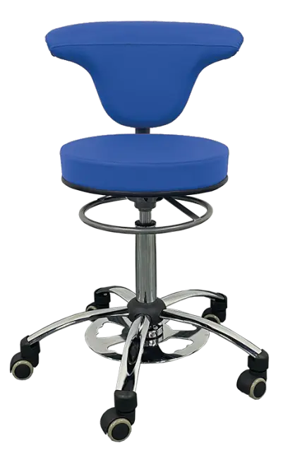LZ 37 F židle lékařská s nožním ovládáním, kříž chrom, ekokůže, modrá