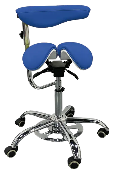 LZ 16 F židle lékařská s nožním ovládáním, kříž chrom, ekokůže, modrá