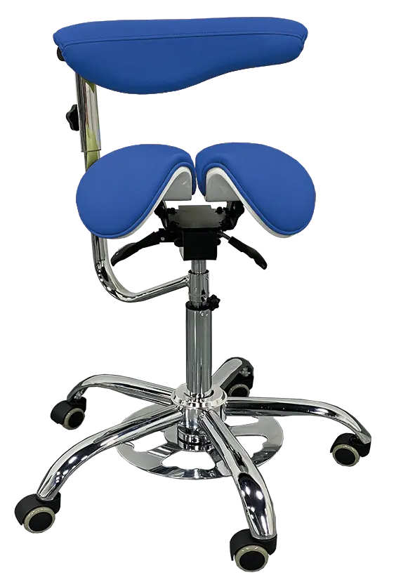 LZ 16 F židle lékařská s nožním ovládáním, kříž chrom, ekokůže, modrá