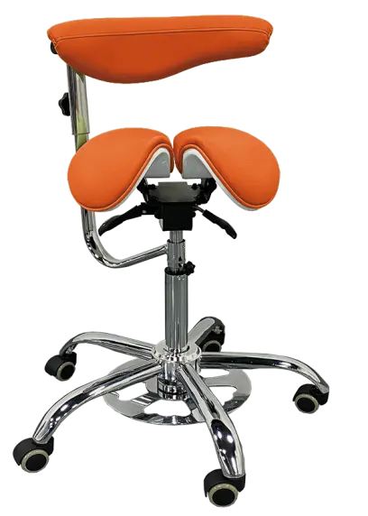 LZ 16 F židle lékařská s nožním ovládáním, kříž chrom, ekokůže, mandarinková