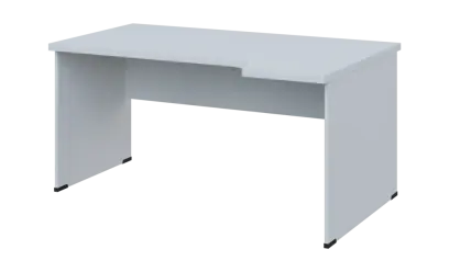 SIRL 38 - 164 stůl kancelářský, rohový, pravý, dřevěná podnož, deska 36 mm, široký 1600 mm, bílá