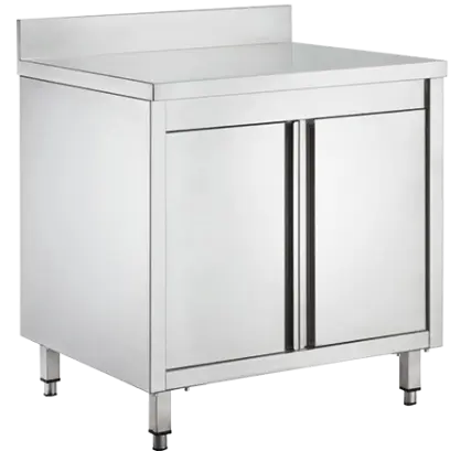 GS - 80 D stůl pracovní, 2-dveřový, zvýšený zadní lem, nerezový