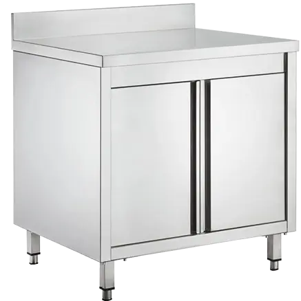 GS - 80 D stůl pracovní, 2-dveřový, zvýšený zadní lem, nerezový