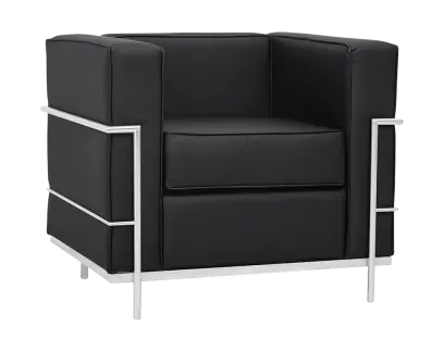 PALLADIO - 1, křeslo, rám z nerez oceli, koženka černá