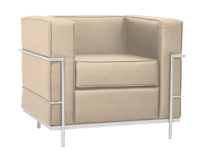 PALLADIO - 1, křeslo, rám z nerez oceli, koženka krémová