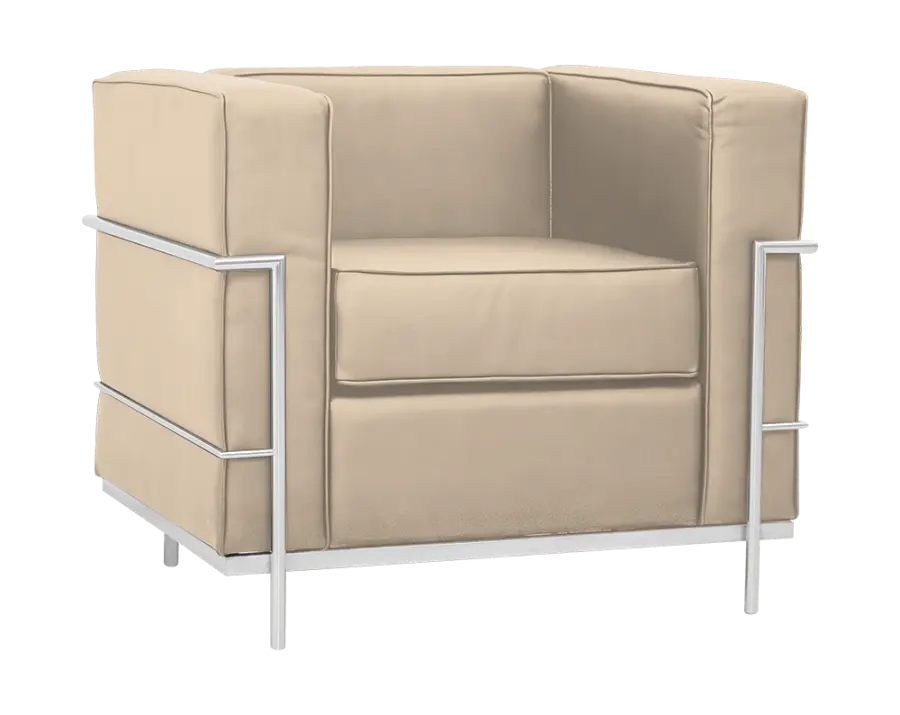 PALLADIO - 1, křeslo, rám z nerez oceli, koženka krémová