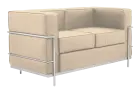 PALLADIO - 2, 2-místná pohovka, rám z nerez oceli, koženka krémová