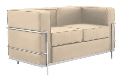 PALLADIO - 2, 2-místná pohovka, rám z nerez oceli, koženka krémová