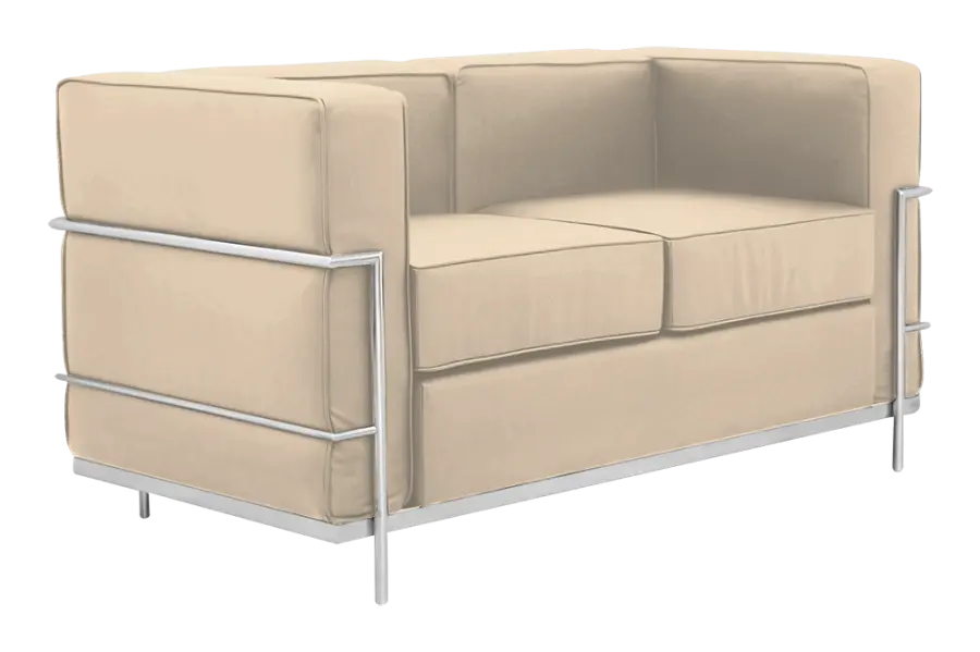 PALLADIO - 2, 2-místná pohovka, rám z nerez oceli, koženka krémová