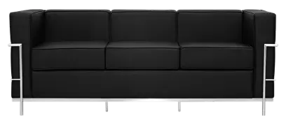 PALLADIO - 3, 3-místná pohovka, rám z nerez oceli, koženka černá