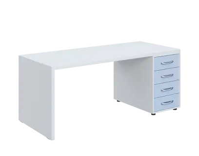 QPL 8 - 18Z4 stůl pracovní, pravý lamino - bílá/blankyt