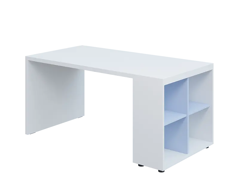 QPL 8 - 16N4 stůl pracovní, pravý lamino - bílá/blankyt