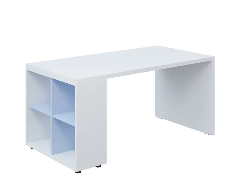 QPL 8 - 16N4 stůl pracovní, levý lamino - bílá/blankyt