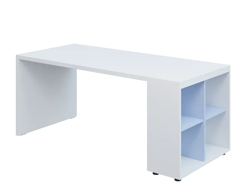 QPL 8 - 18N4 stůl pracovní, pravý lamino - bílá/blankyt