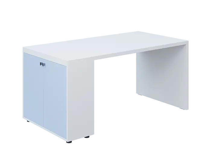QPL 8 - 16D2 stůl pracovní, levý lamino - bílá/blankyt