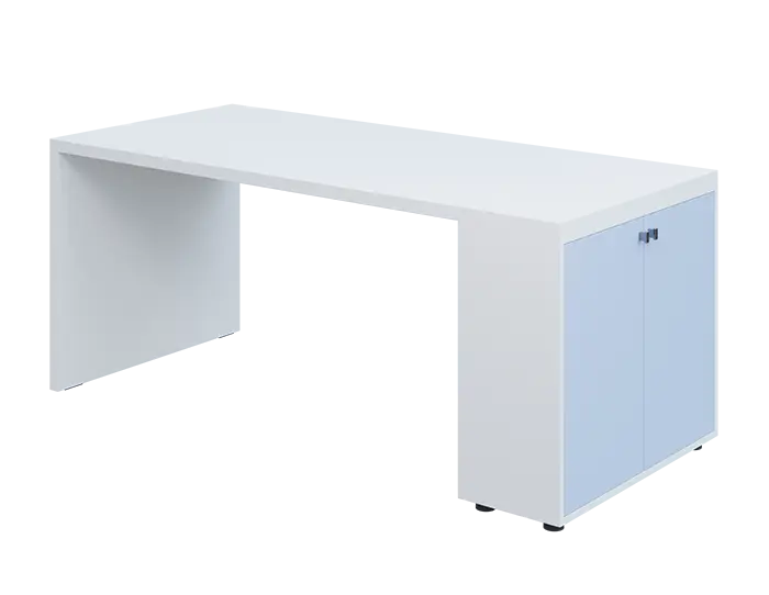 QPL 8 - 18D2 stůl pracovní, pravý lamino - bílá/blankyt