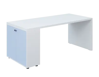 QPL 8 - 18D2 stůl pracovní, levý lamino - bílá/blankyt