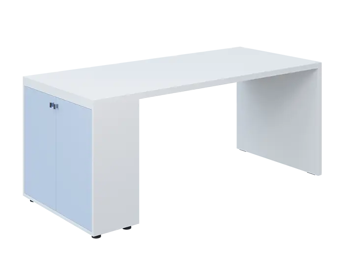 QPL 8 - 18D2 stůl pracovní, levý lamino - bílá/blankyt