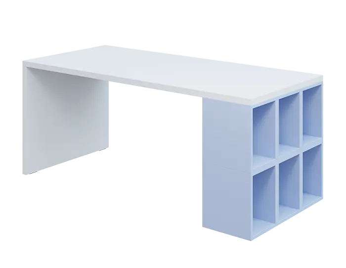 QPL 8 - 18T6 stůl pracovní, pravý lamino - bílá/blankyt