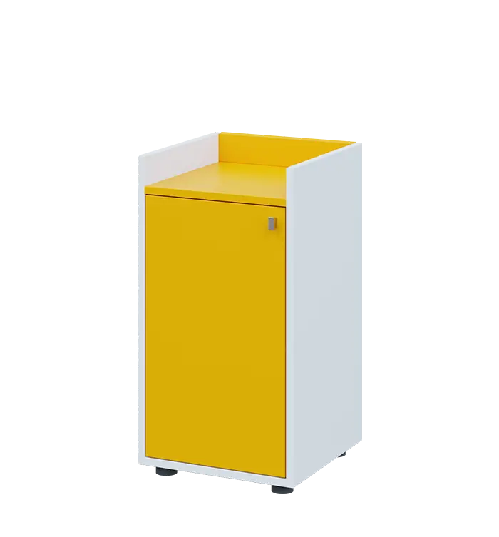 QN 2 - 4D skříň 1-dvéřová, nízká, levá lamino - bílá/žlutá odio