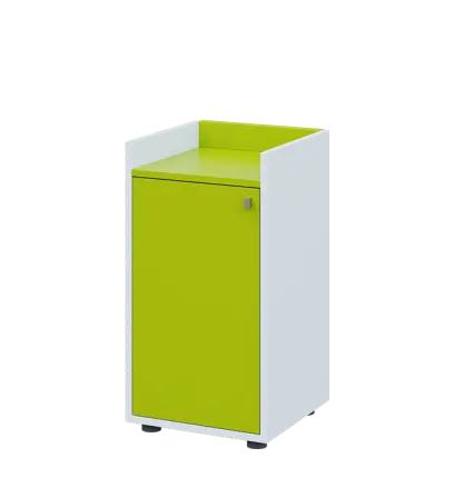 QN 2 - 4D skříň 1-dvéřová, nízká, levá lamino - bílá/jarní zeleň