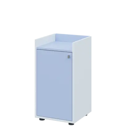 QN 2 - 4D skříň 1-dvéřová, nízká, levá lamino - bílá/blankyt