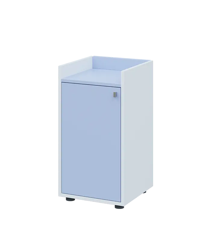 QN 2 - 4D skříň 1-dvéřová, nízká, levá lamino - bílá/blankyt