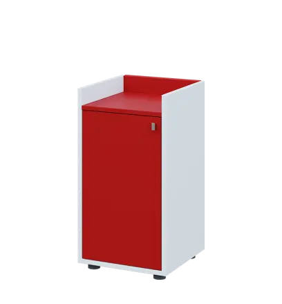 QN 2 - 4D skříň 1-dvéřová, nízká, levá lamino - bílá/červená flamengo