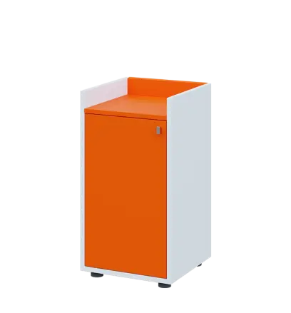 QN 2 - 4D skříň 1-dvéřová, nízká, levá lamino - bílá/pomeranč