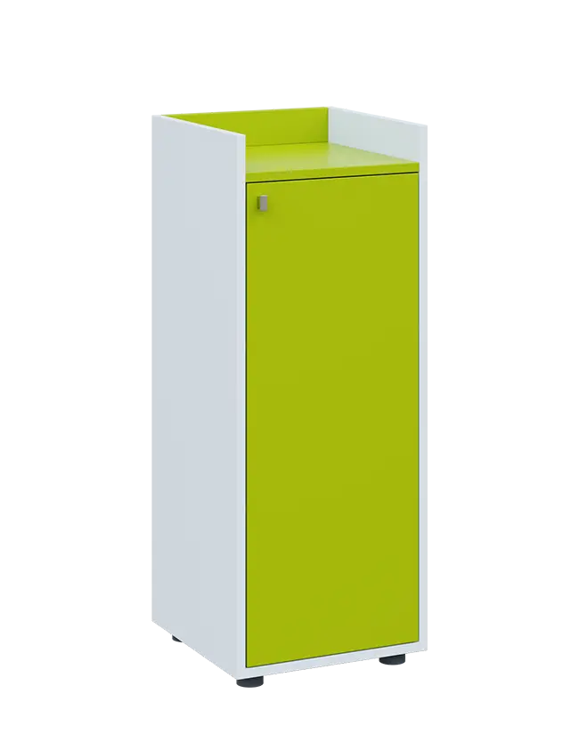 QN 3 - 4D skříň 1-dvéřová, střední, pravá lamino - bílá/jarní zeleň