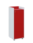 QN 3 - 4D skříň 1-dvéřová, střední, pravá lamino - bílá/červená flamengo