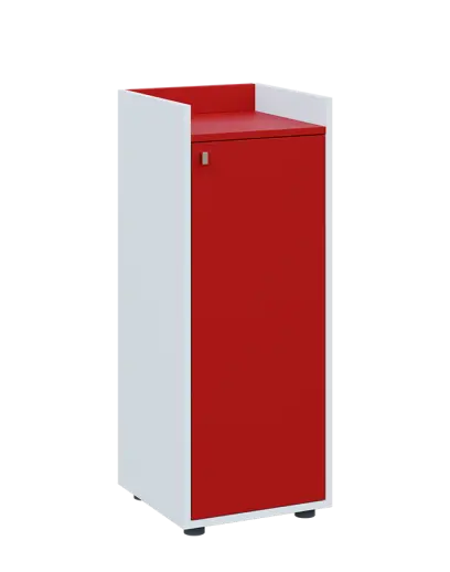 QN 3 - 4D skříň 1-dvéřová, střední, pravá lamino - bílá/červená flamengo