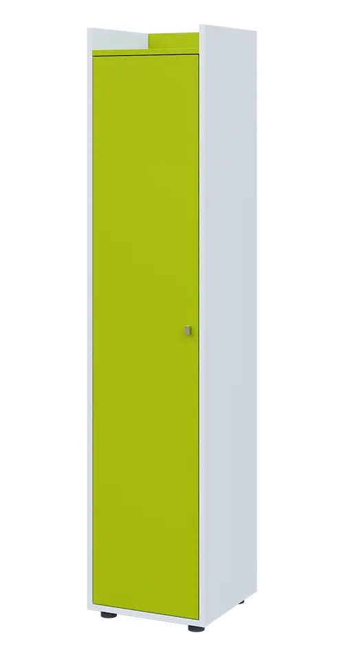 QN 5 - 4D skříň 1-dvéřová, vysoká, levá lamino - bílá/jarní zeleň
