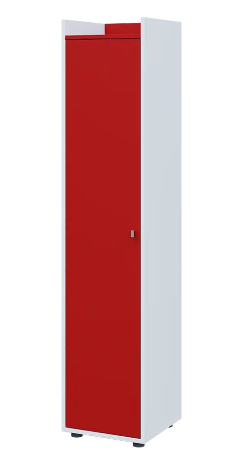 QN 5 - 4D skříň 1-dvéřová, vysoká, levá lamino - bílá/červená flamengo