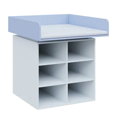 QPP - 100N přebalovací pult lamino - bílá/blankyt, koženka bílá