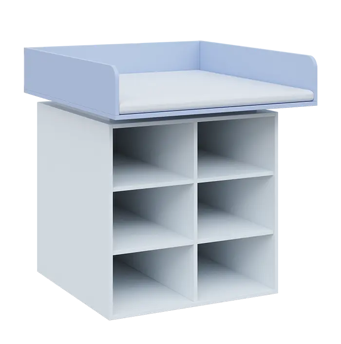 QPP - 100N přebalovací pult lamino - bílá/blankyt, koženka bílá