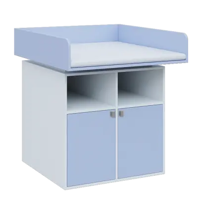 QPP - 100DN přebalovací pult, 1100x900x900, bílá/blankyt, koženka bílá