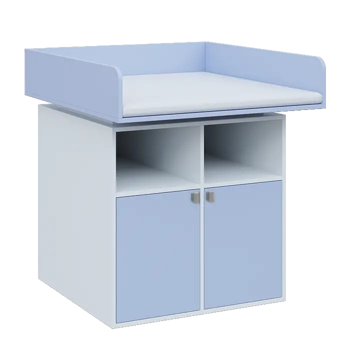 QPP - 100DN přebalovací pult, 1100x900x900, bílá/blankyt, koženka bílá