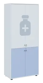 QLE 5 - 84D léková skříň, 1830x800x400, bílá/blankyt, korpus a vrchní dvířka bílá, spodní dveře blan