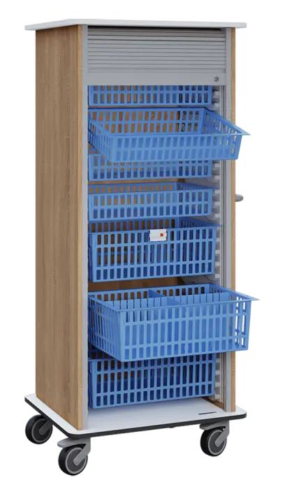 DEXTER 27 vozík boxový, roletový, vysoký, korpus dub bardolino, horní a spodní deska bílá